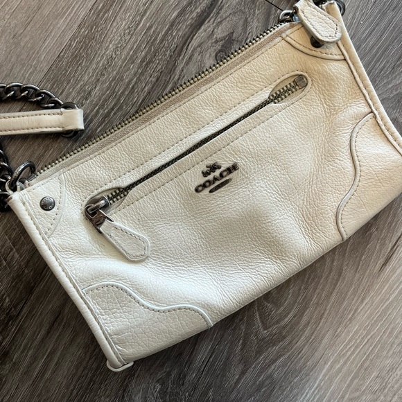 Coach Mickie Leather White Crossbody Chain Mini Purse Small Handbag Off White - Picture 4 of 13